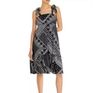 NWT AQUA PRINTED TIE SHOULDER DRESS